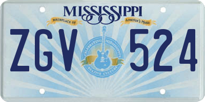 MS license plate ZGV524