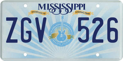 MS license plate ZGV526