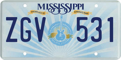 MS license plate ZGV531