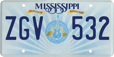 MS license plate ZGV532