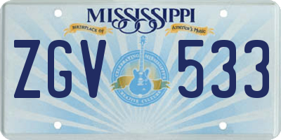 MS license plate ZGV533