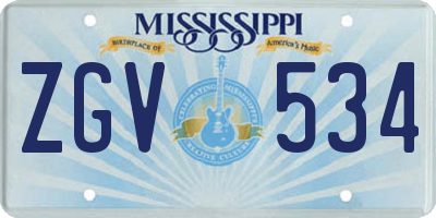 MS license plate ZGV534