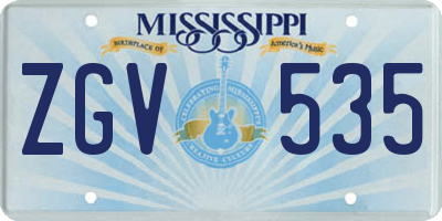 MS license plate ZGV535