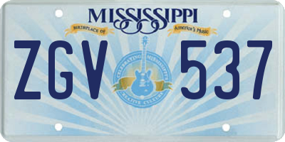 MS license plate ZGV537