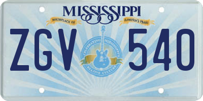 MS license plate ZGV540