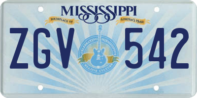 MS license plate ZGV542