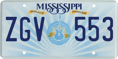 MS license plate ZGV553