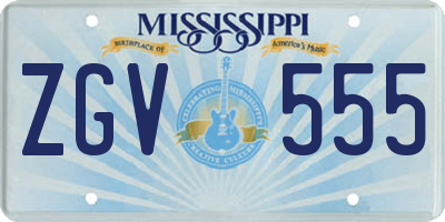 MS license plate ZGV555