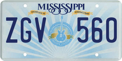 MS license plate ZGV560