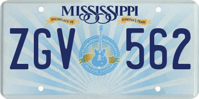 MS license plate ZGV562