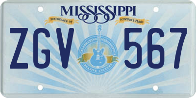 MS license plate ZGV567