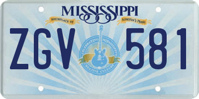 MS license plate ZGV581