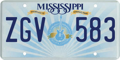 MS license plate ZGV583