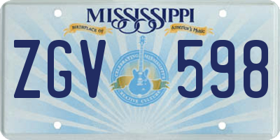 MS license plate ZGV598