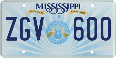 MS license plate ZGV600