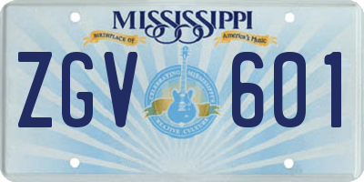 MS license plate ZGV601