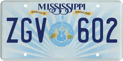 MS license plate ZGV602