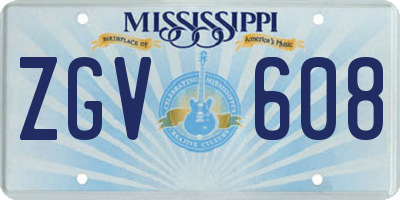MS license plate ZGV608