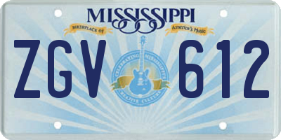 MS license plate ZGV612