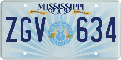 MS license plate ZGV634