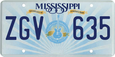 MS license plate ZGV635