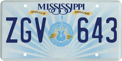 MS license plate ZGV643