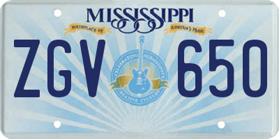 MS license plate ZGV650