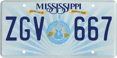 MS license plate ZGV667