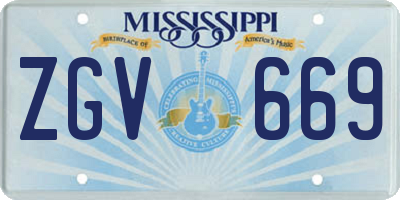 MS license plate ZGV669