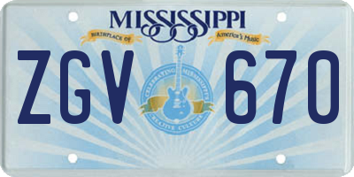 MS license plate ZGV670