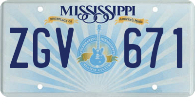 MS license plate ZGV671