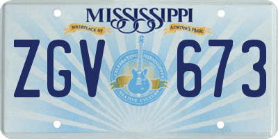 MS license plate ZGV673