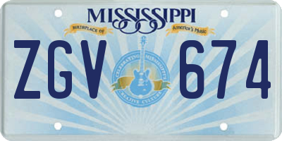 MS license plate ZGV674