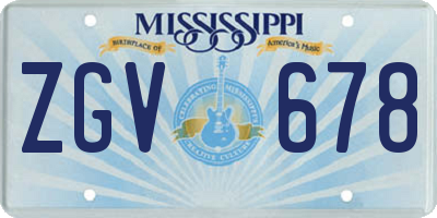 MS license plate ZGV678