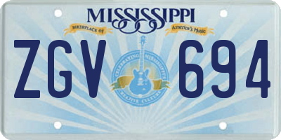 MS license plate ZGV694