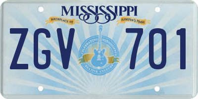MS license plate ZGV701