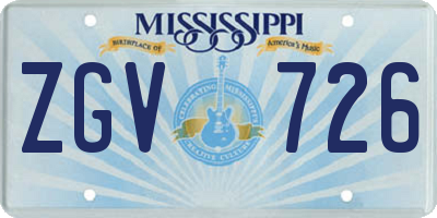 MS license plate ZGV726