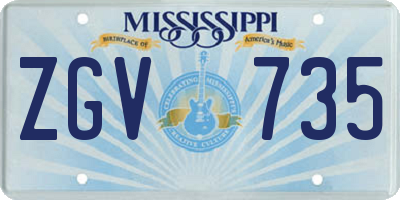 MS license plate ZGV735