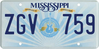 MS license plate ZGV759