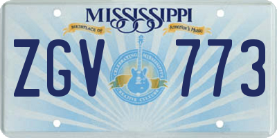 MS license plate ZGV773