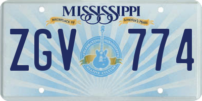 MS license plate ZGV774