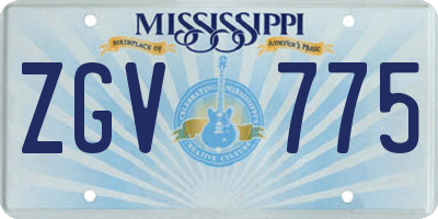 MS license plate ZGV775