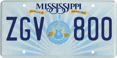 MS license plate ZGV800