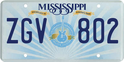 MS license plate ZGV802