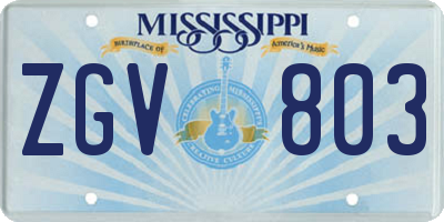 MS license plate ZGV803