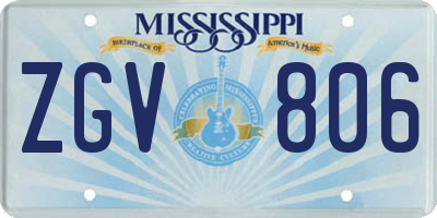 MS license plate ZGV806