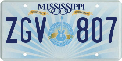 MS license plate ZGV807
