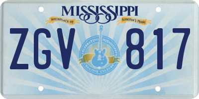 MS license plate ZGV817