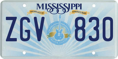 MS license plate ZGV830