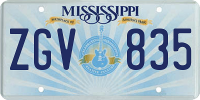 MS license plate ZGV835